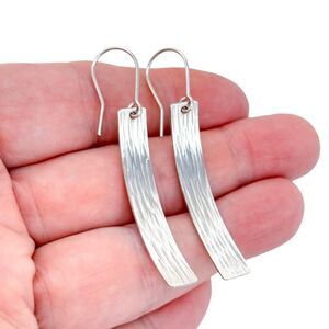 Vintage Mexico Sterling Silver 950 Hammered Dangle Earrings